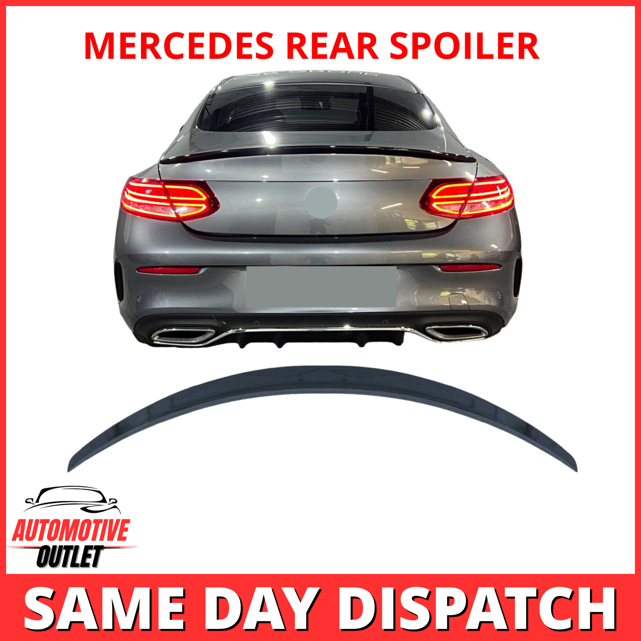 REAR BOOT SPOILER GLOSS BLACK AMG STYLE FOR MERCEDES C-CLASS COUPE C205 2015 1PC