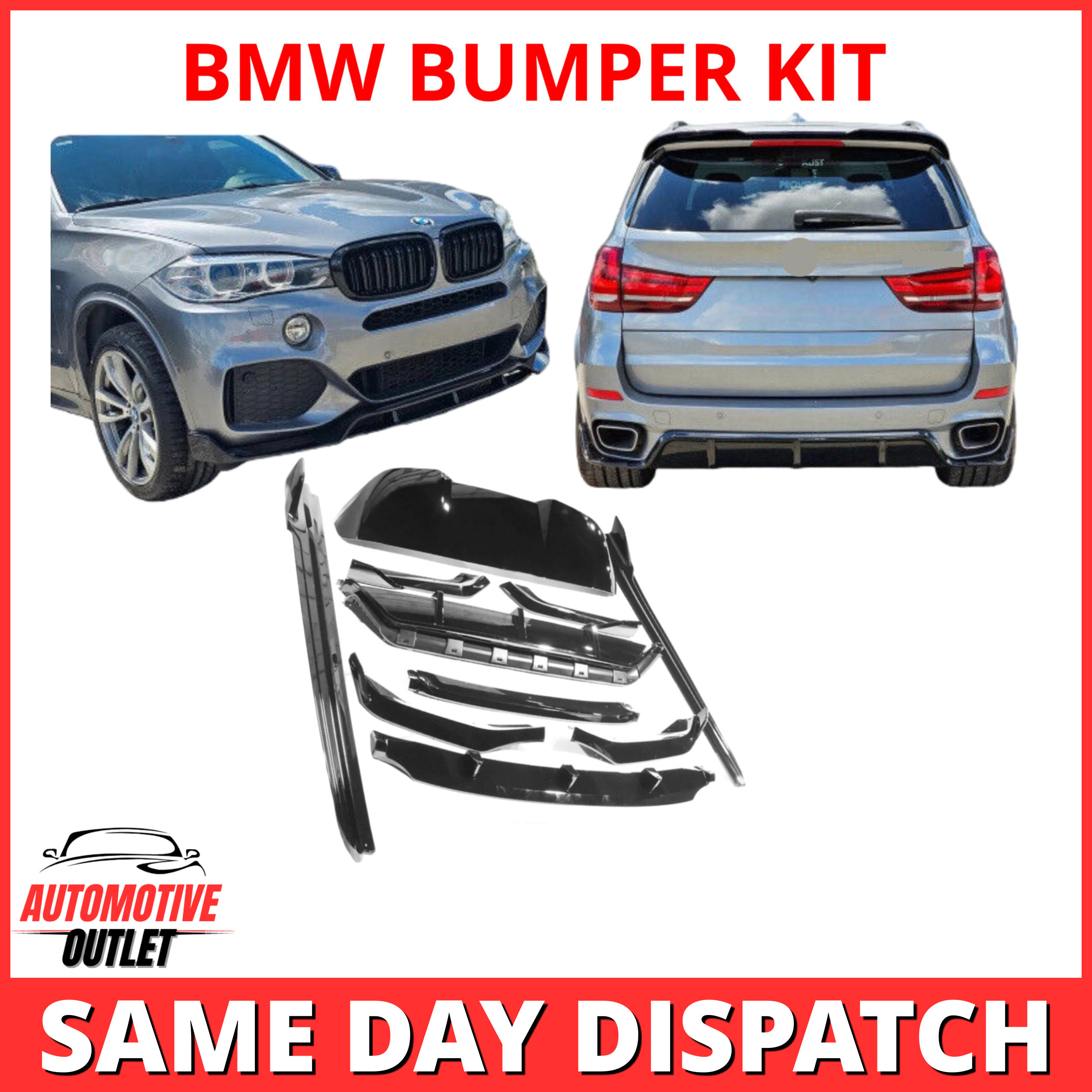 REAR DIFFUSER SKIRTS FRONT SPLITTER WARRIOR KIT GLOSS BLACK FOR BMW F15 X5 14-18
