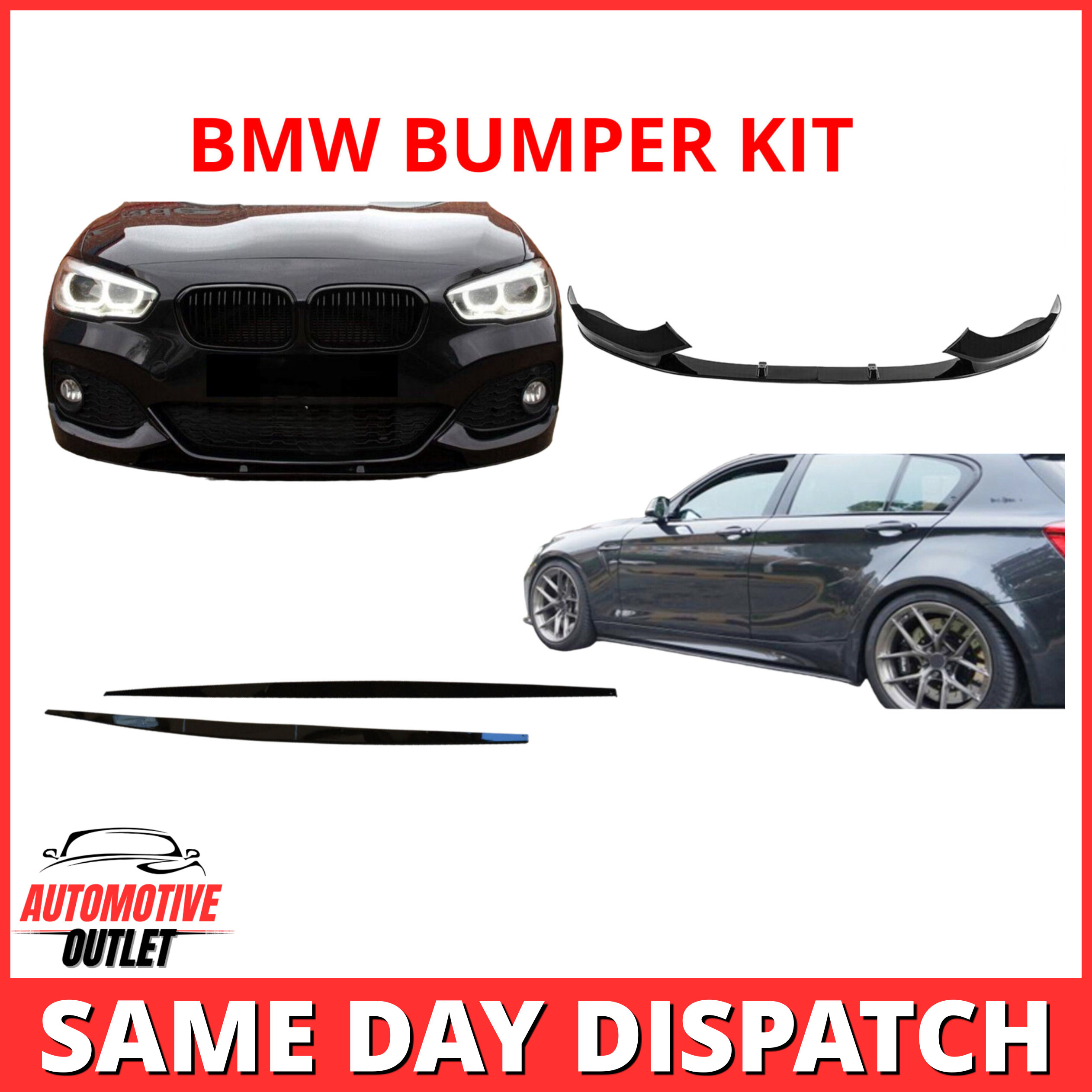 FRONT SIDE BUMPER M PERFORMANCE GLOSS BLACK FOR BMW 1 SERIES F20 F21 M140I 11-19