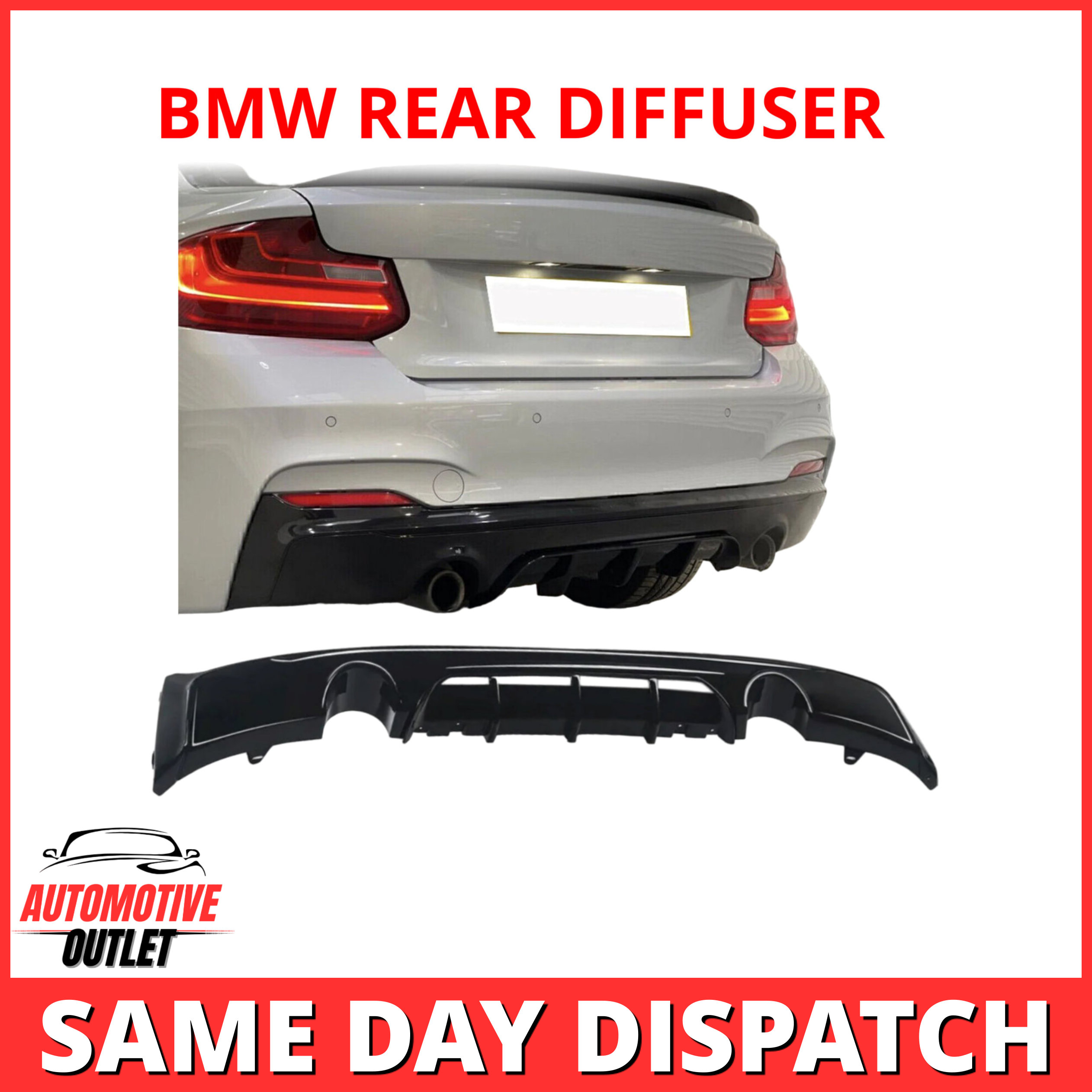 REAR DIFFUSER M PERFORMANCE STYLE GLOSS BLACK FOR BMW 2 SERIES F22 F23 2012-2021