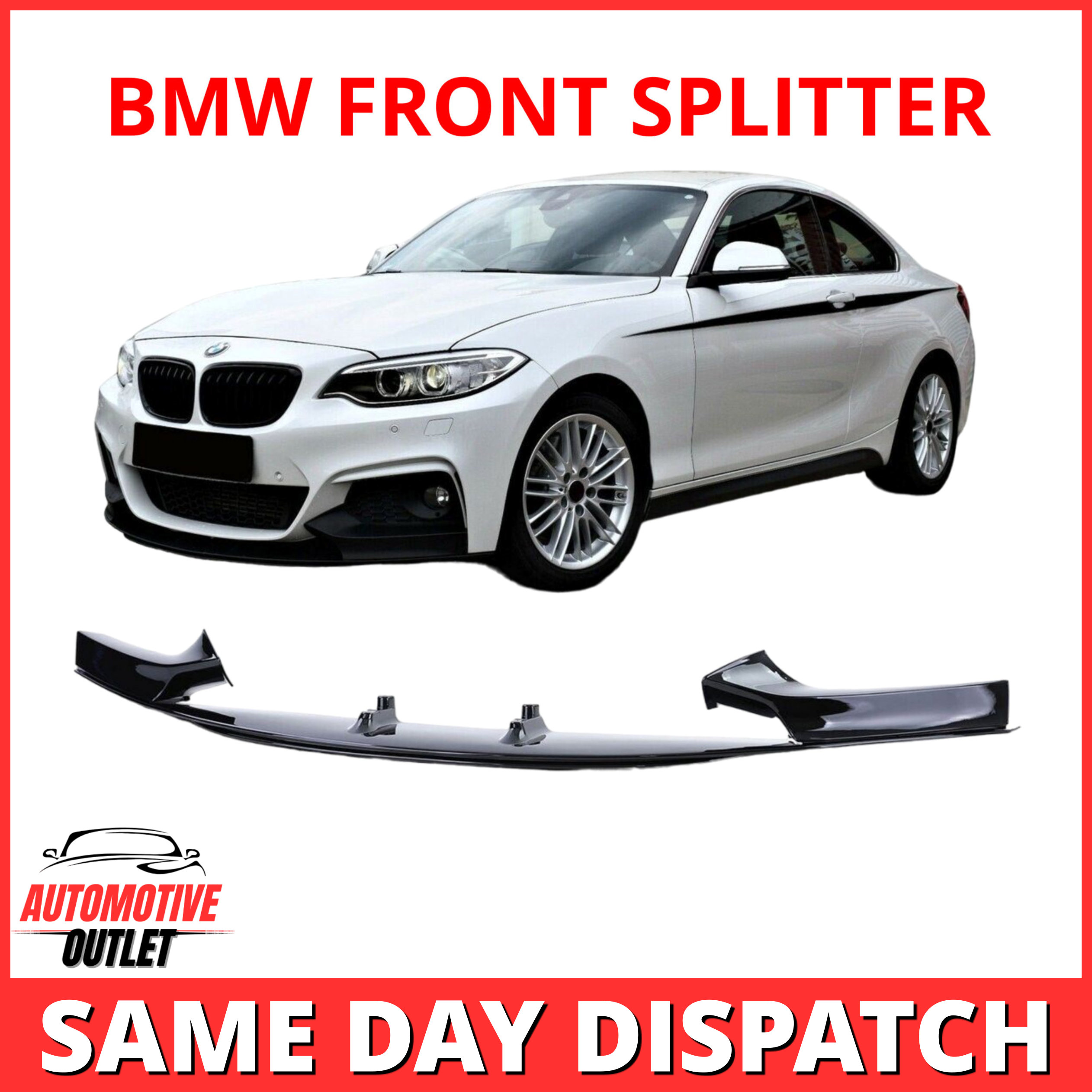 FRONT SPLITTER M PERFORMANCE STYLE GLOSS BLACK FOR BMW 2 SERIES F22 F23 2014-21+