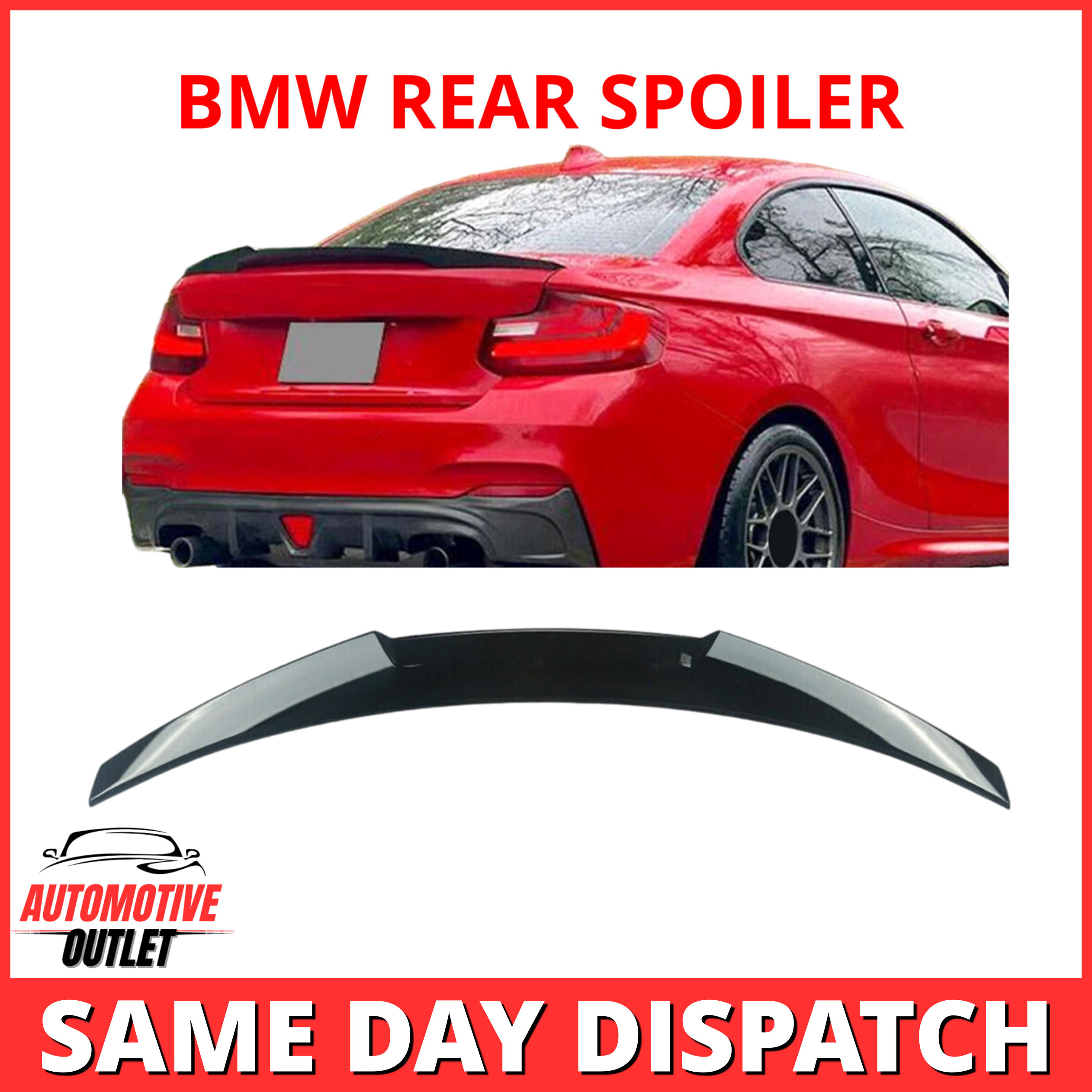 GLOSS BLACK V STYLE REAR BOOT SPOILER FOR BMW 2 SERIES F22 M PERFORMANCE 2013-20