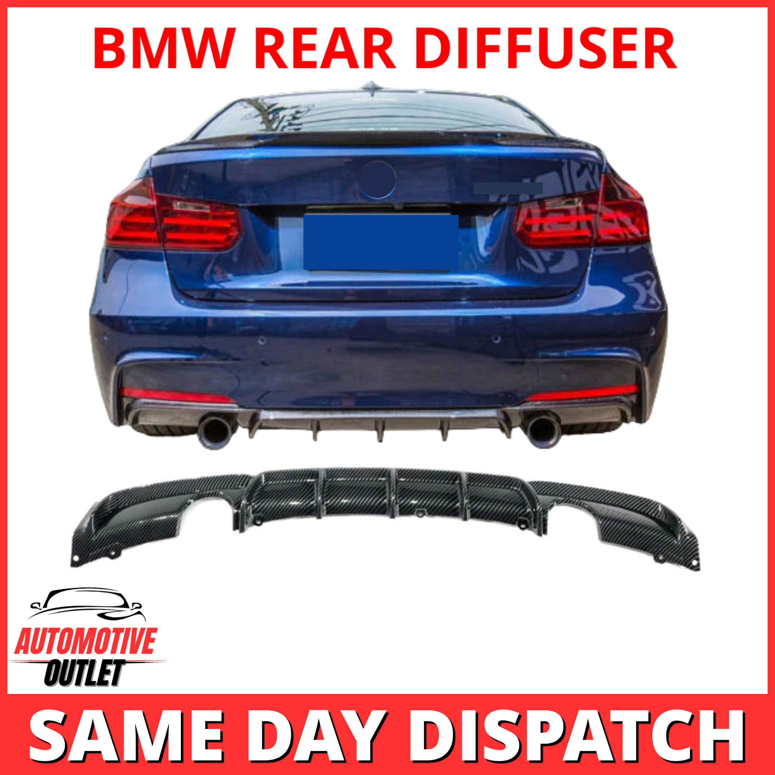 REAR VALANCE DIFFUSER DUAL EXIT M SPORT CARBON FOR BMW 3 SERIES F30 F31