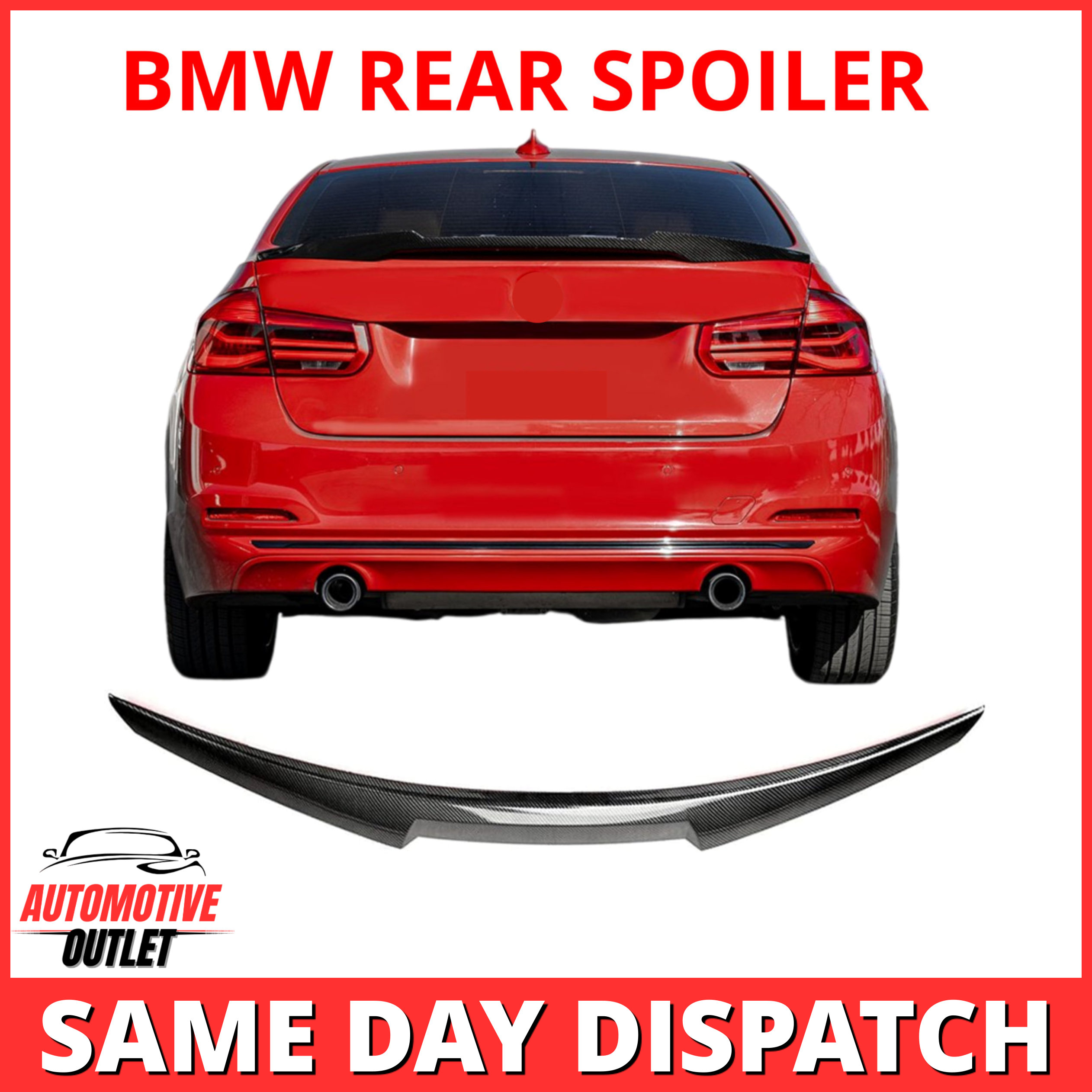 REAR SPOILER M SPORT V STYLE CARBON FOR BMW 3 SERIES F30 F31 F80 M4 12-18