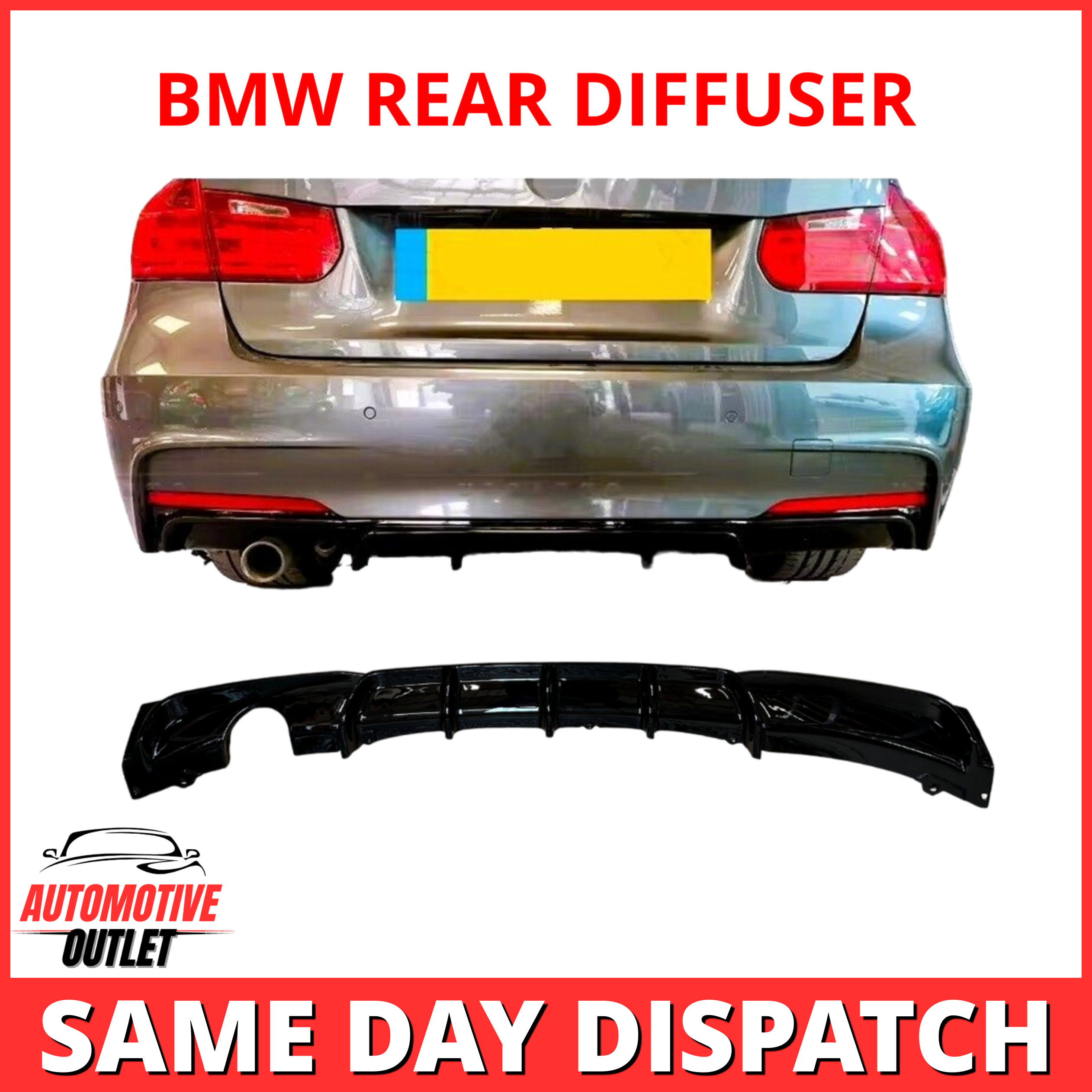 REAR DIFFUSER M PERFORMANCE SINGLE EXIT GLOSS BLACK FOR BMW 3 SERIES F30 12-18+