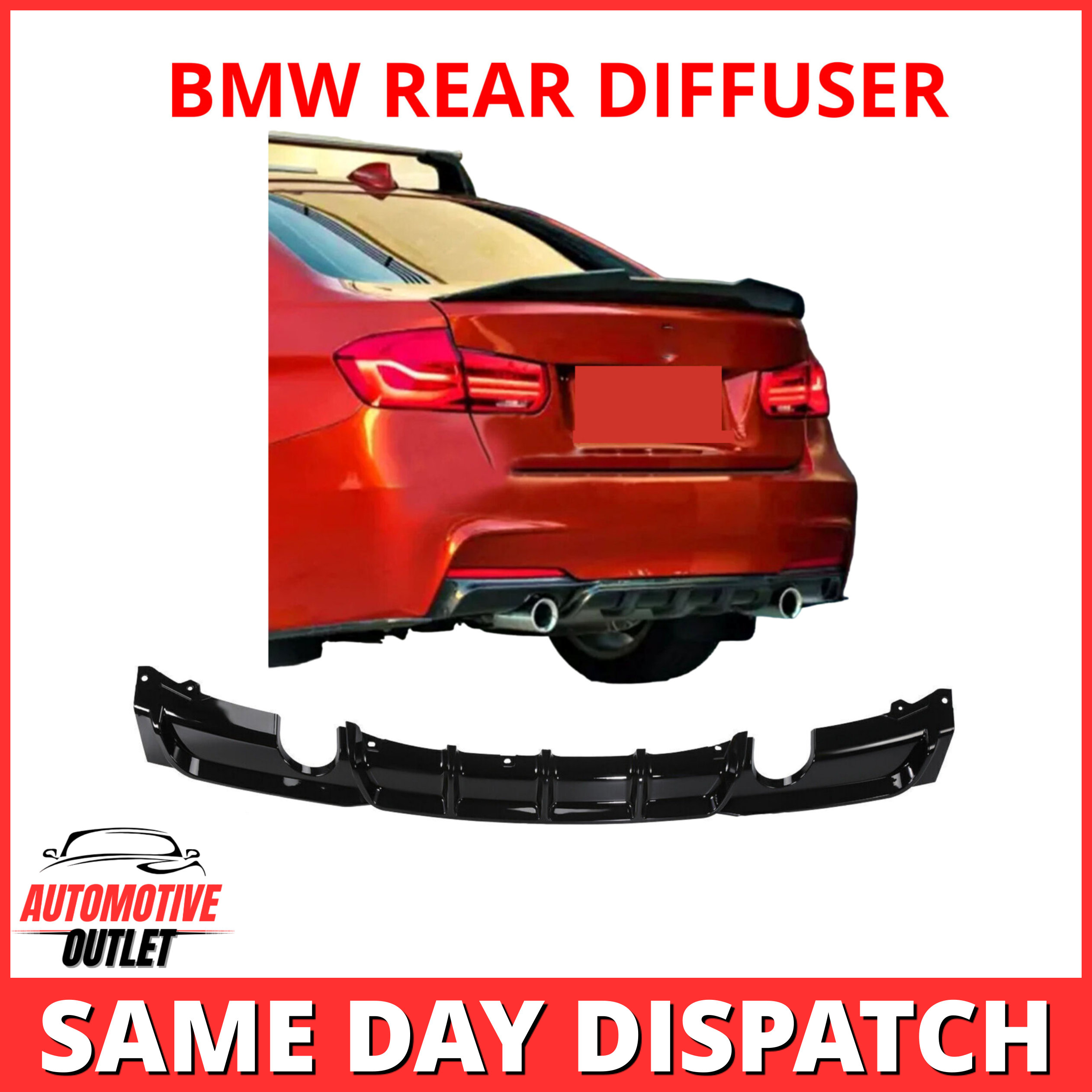 REAR DIFFUSER M SPORT PERFORMANCE TWIN EXIT GLOSS BLACK FOR BMW 3 SERIES F30 F31