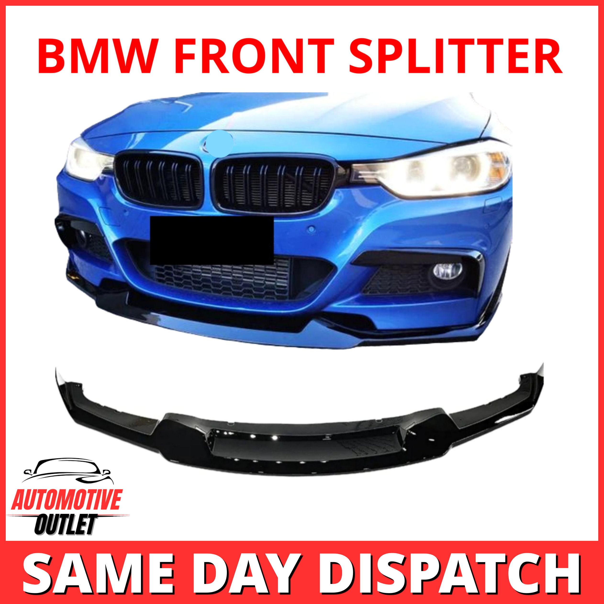 FRONT SPLITTER MAD STYLE M SPORT LIP GLOSS BLACK FOR BMW 3 SERIES F30 F31 11-18+