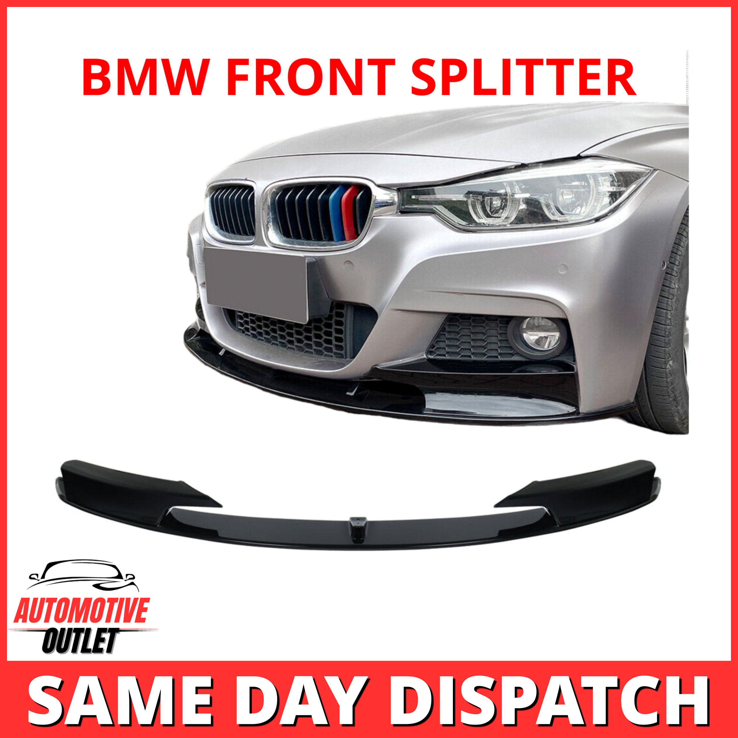 FRONT SPLITTER M SPORT PERFORMANCE GLOSS BLACK FOR BMW 3 SERIES F30 F31 2011-18+