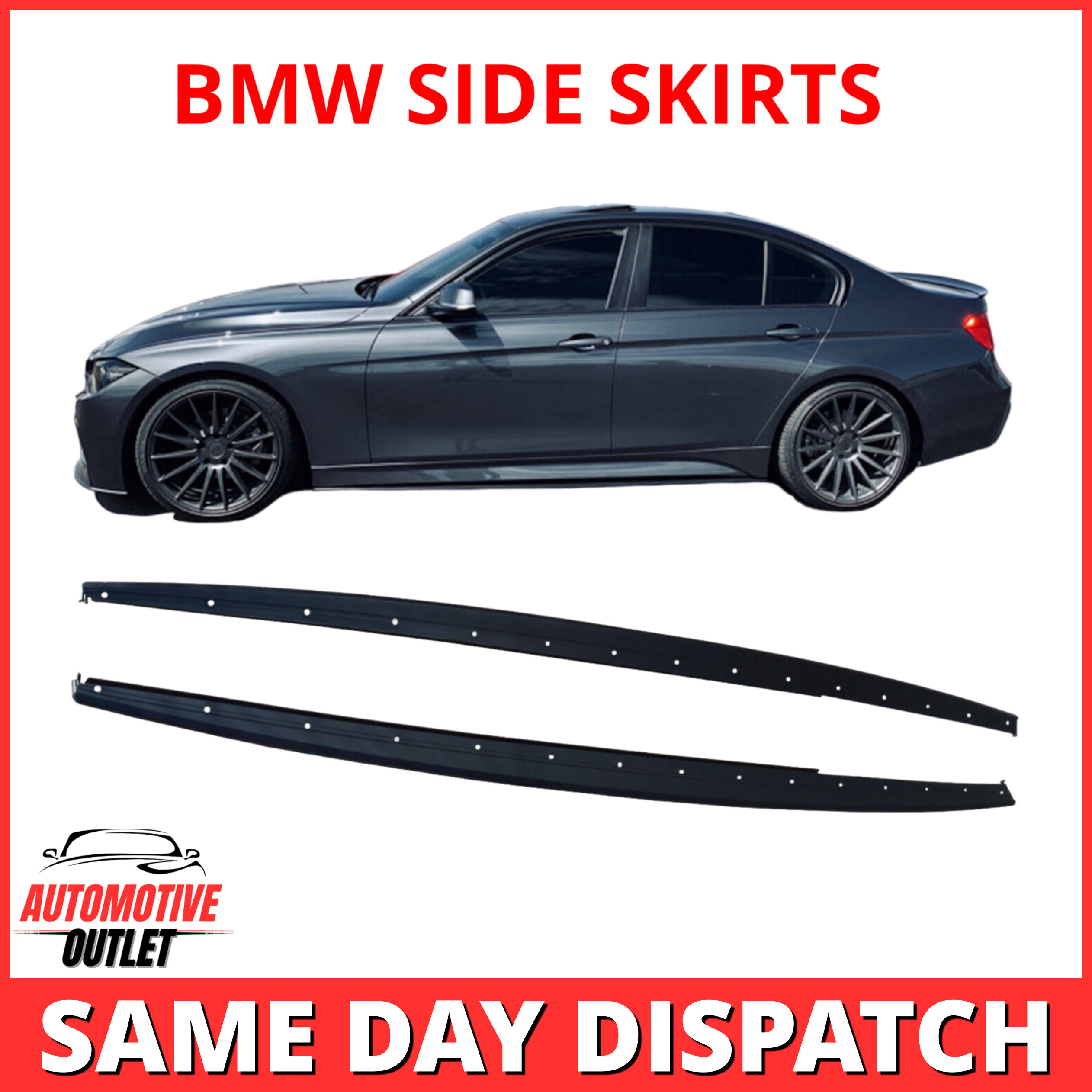 M PERFORMANCE SIDE SKIRT EXTENSION BLADES MATTE BLACK FOR BMW 3-SERIES F30 12-18