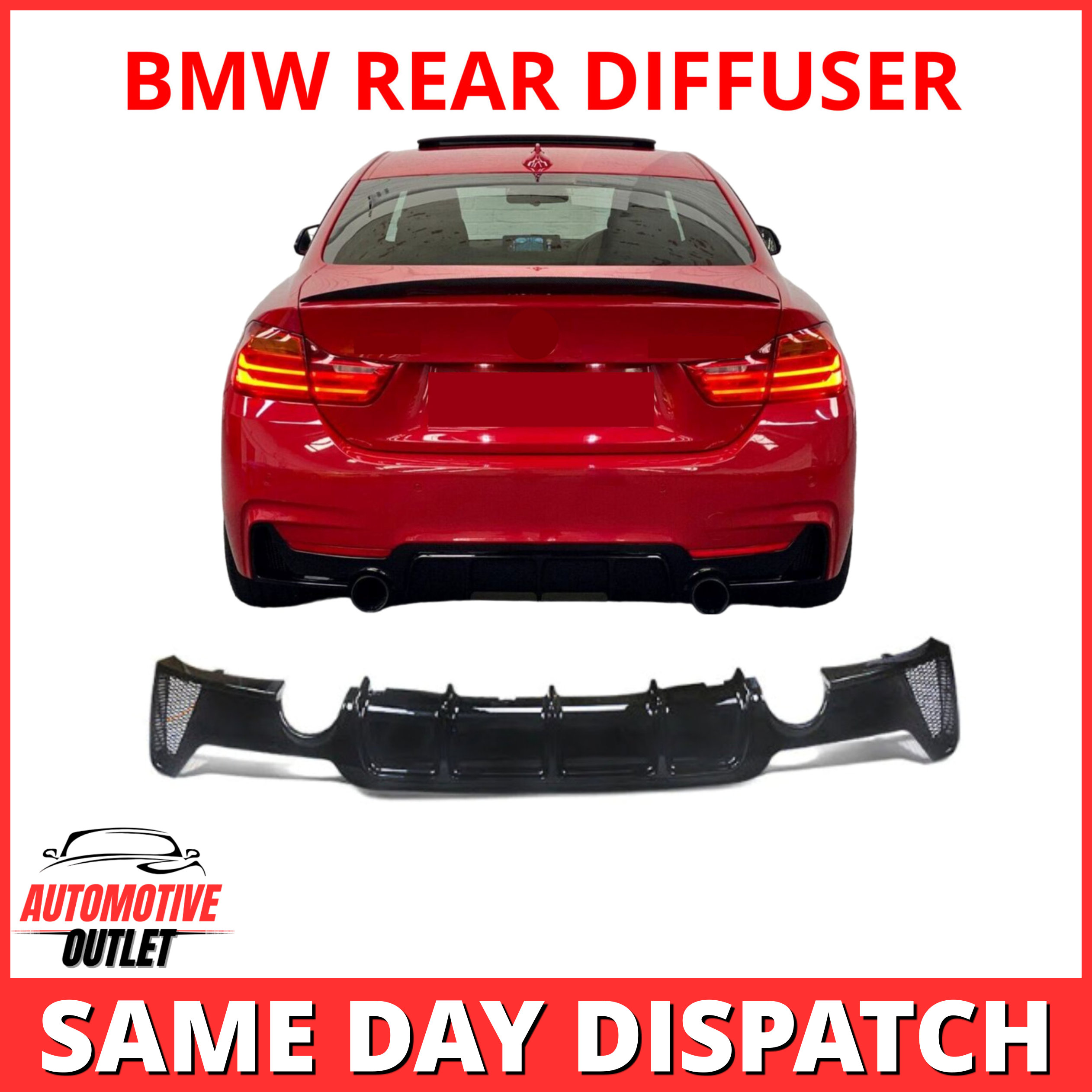 REAR DIFFUSER M SPORT PERFORMANCE GLOSS BLACK FOR BMW 4 SERIES F32 F33 F36 14-21