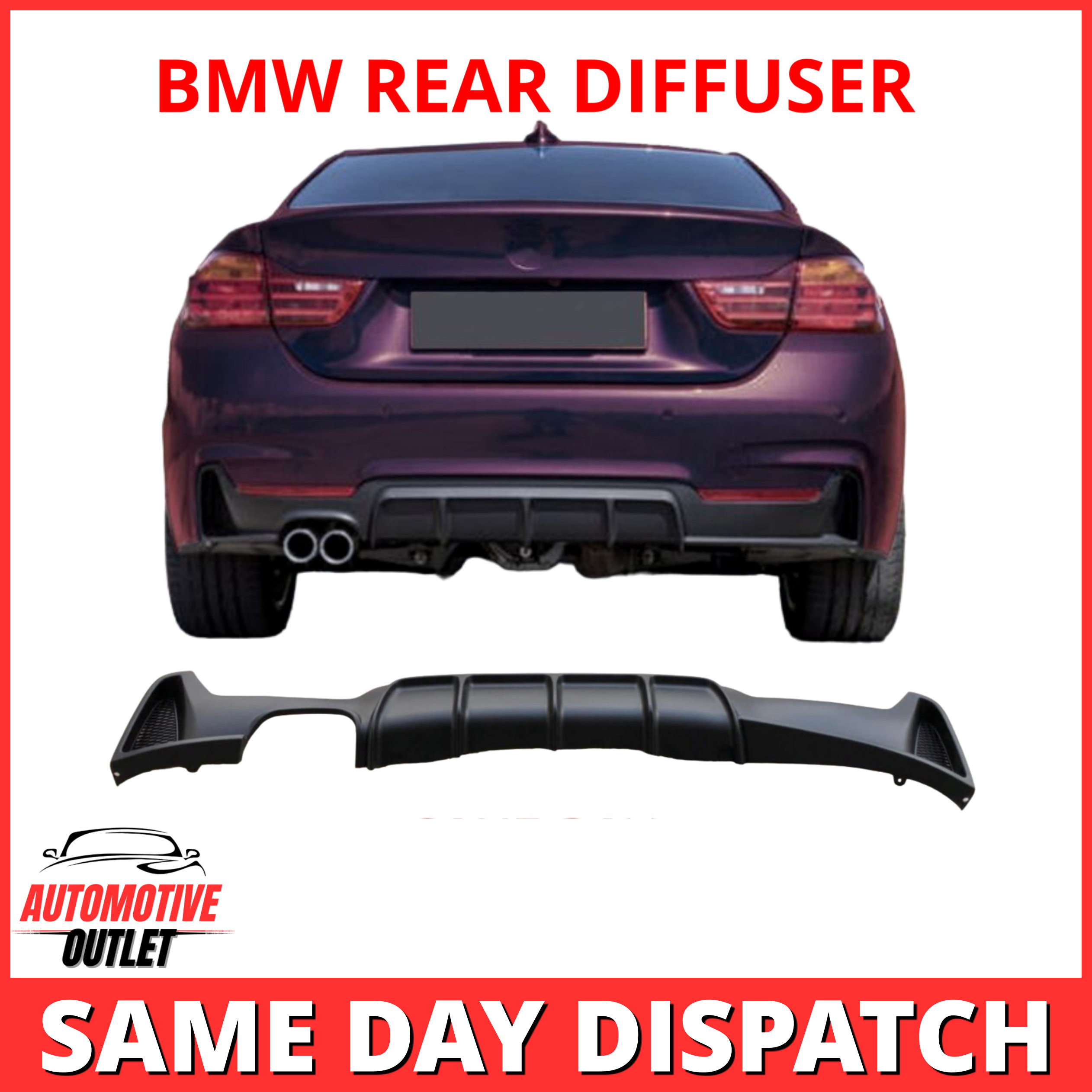 M SPORT MATTE BLACK TWIN EXHAUST REAR DIFFUSER VALANCE FOR BMW 4-SERIES F32 F33+