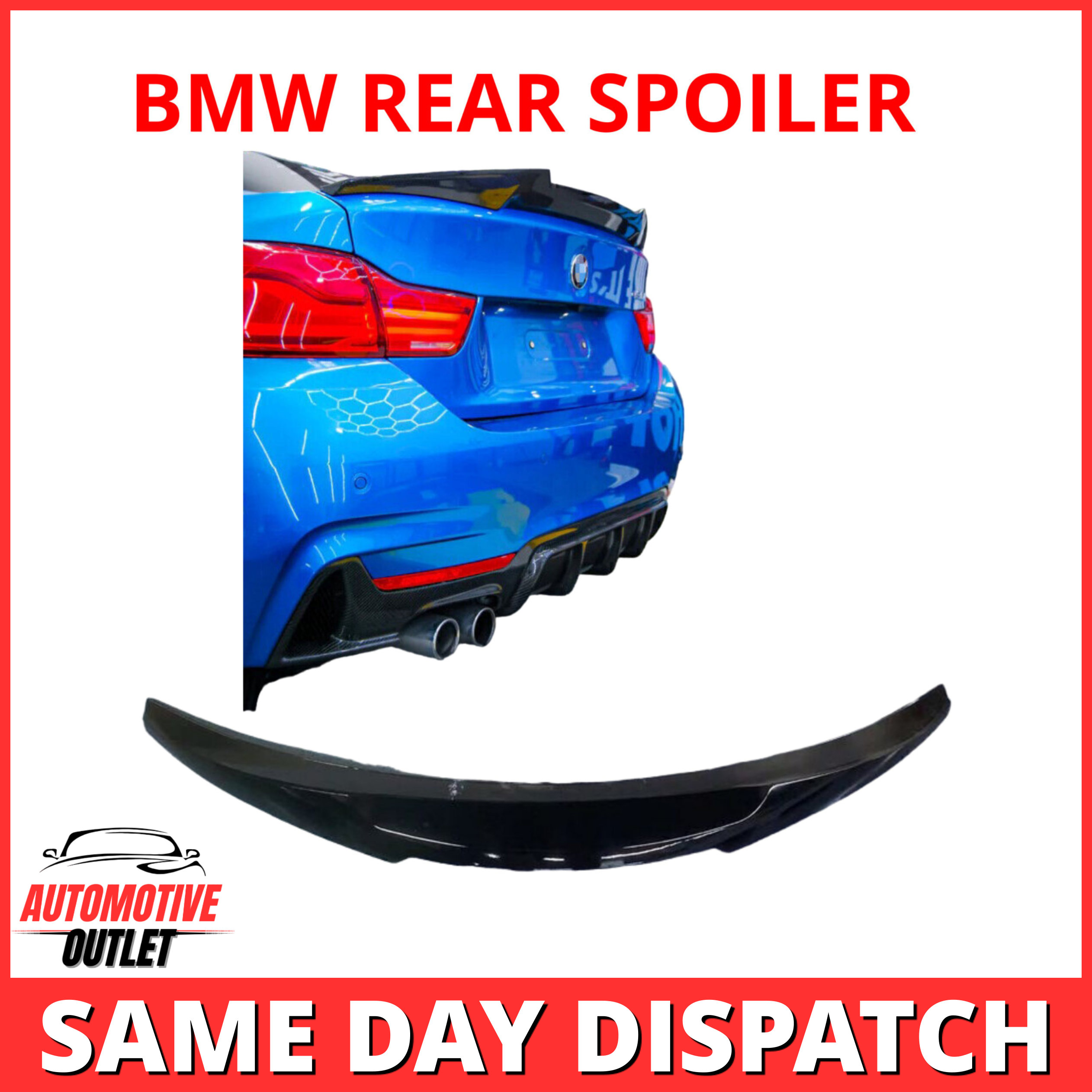 REAR SPOILER GRAN COUPE V STYLE TRUNK GLOSS BLACK FOR BMW 4 SERIES F36 2014-2021