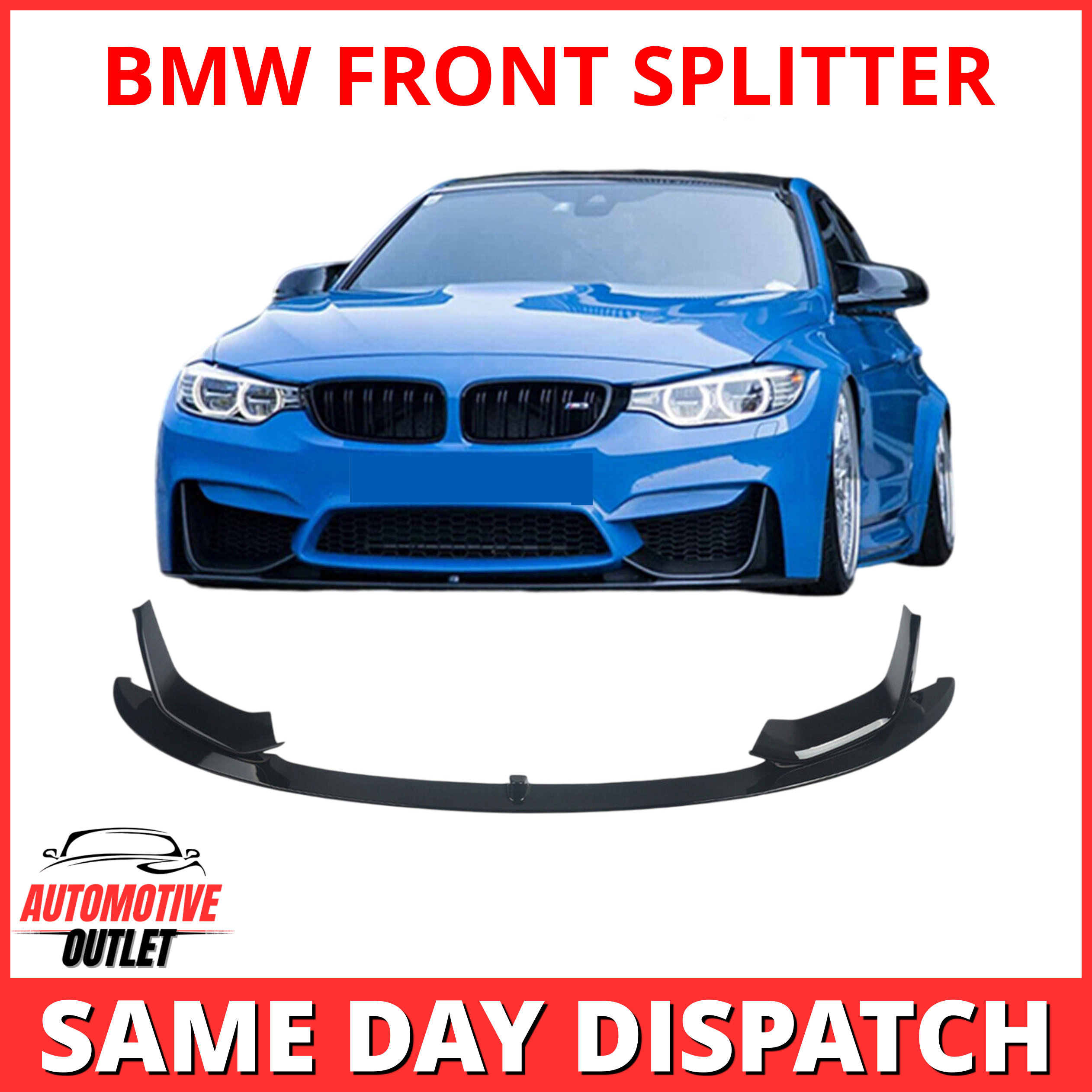 FRONT SPLITTER LIP M PERFORMANCE STYLE GLOSS BLACK FOR BMW M3 F80 F82 F83 2015+