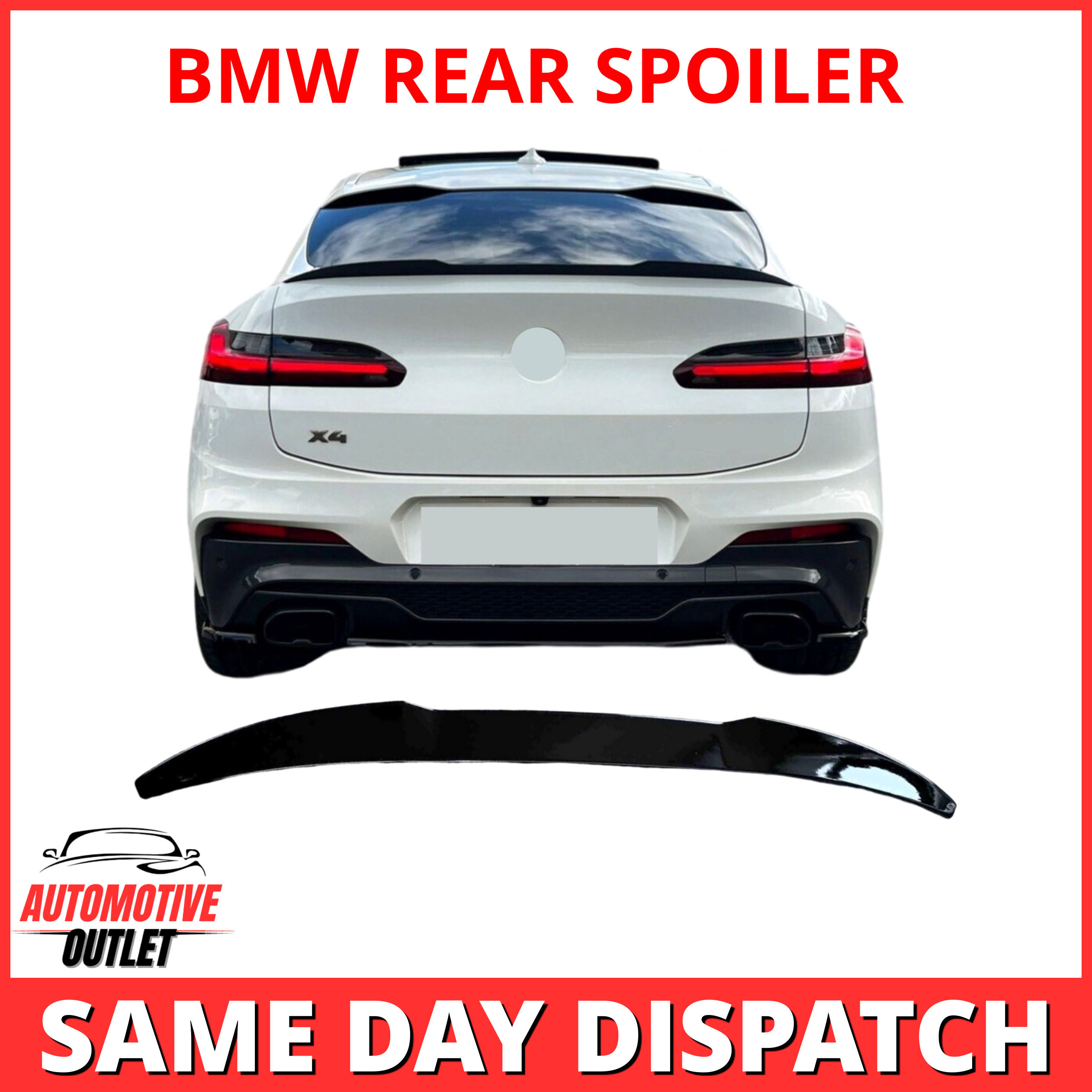 REAR BOOT TRUNK LIP SPOILER X4M STYLE M PERFORMANCE GLOSS BLACK FOR BMW X4 2018+