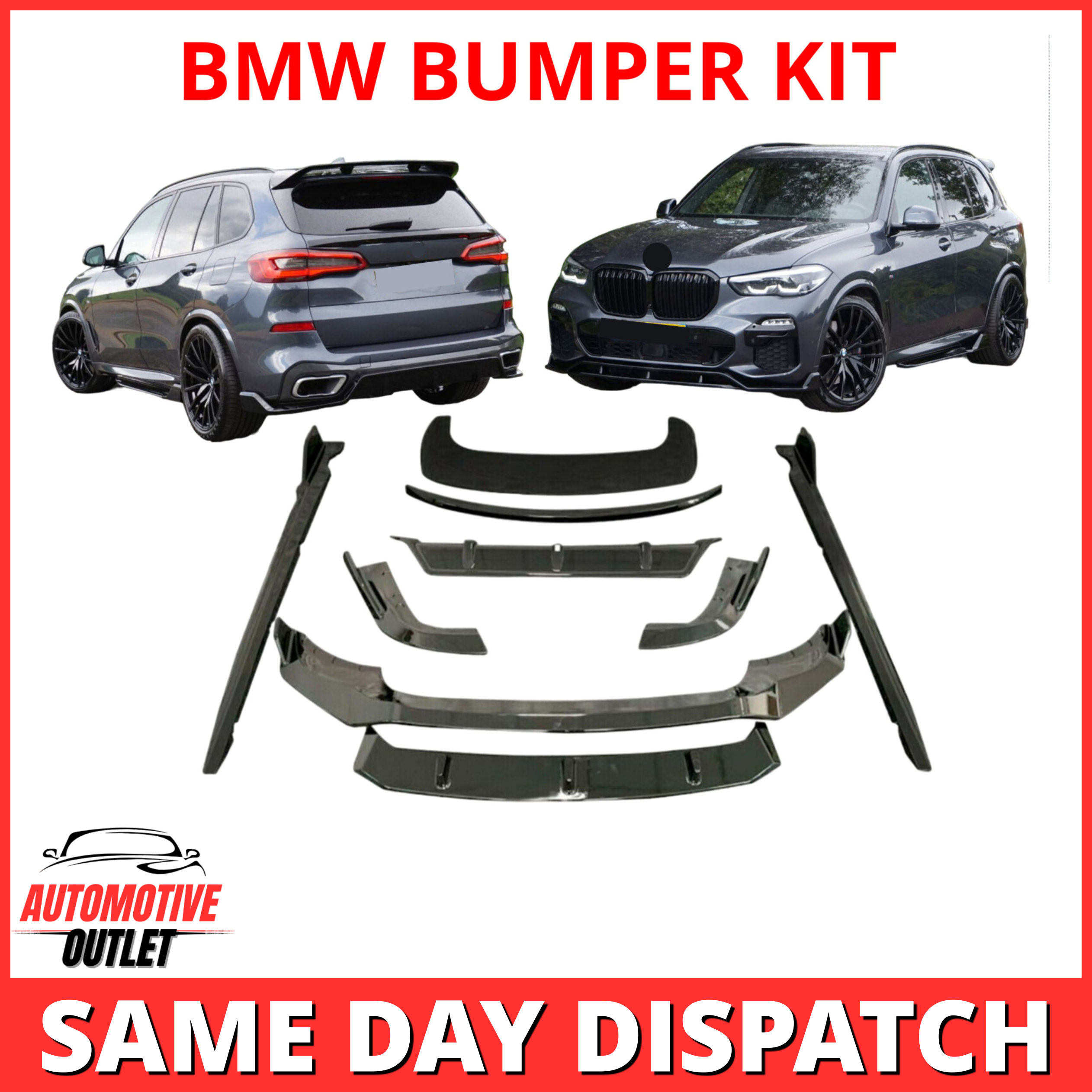 FRONT SPOILER REAR DIFFUSER SIDE SKIRTS AERO GLOSS BLACK FOR BMW X5 G05 2019-23+