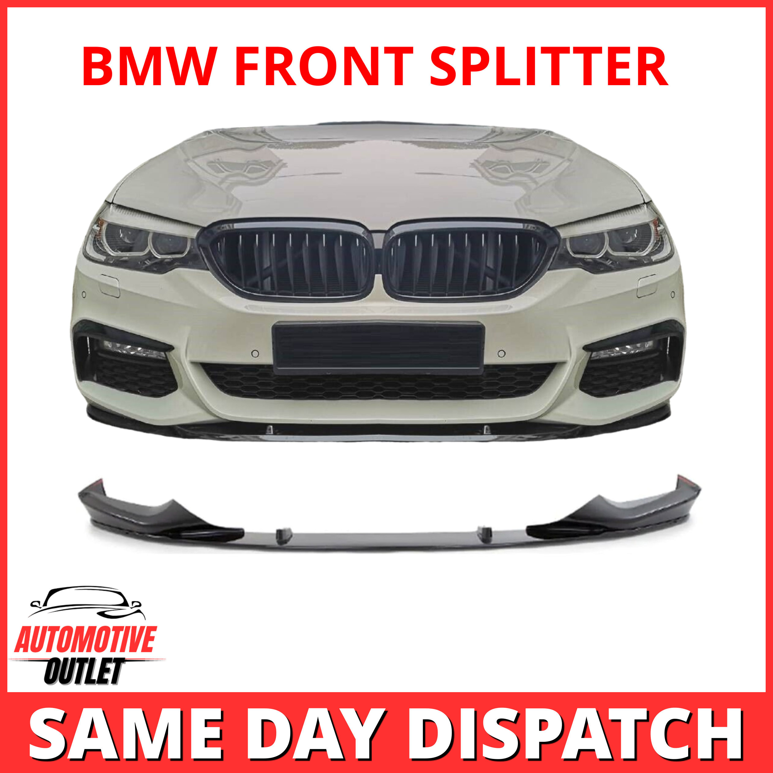 FRONT SPLITTER GLOSS BLACK FOR BMW 5 SERIES G30 G31 M5 SPORT STYLE 2016-2019