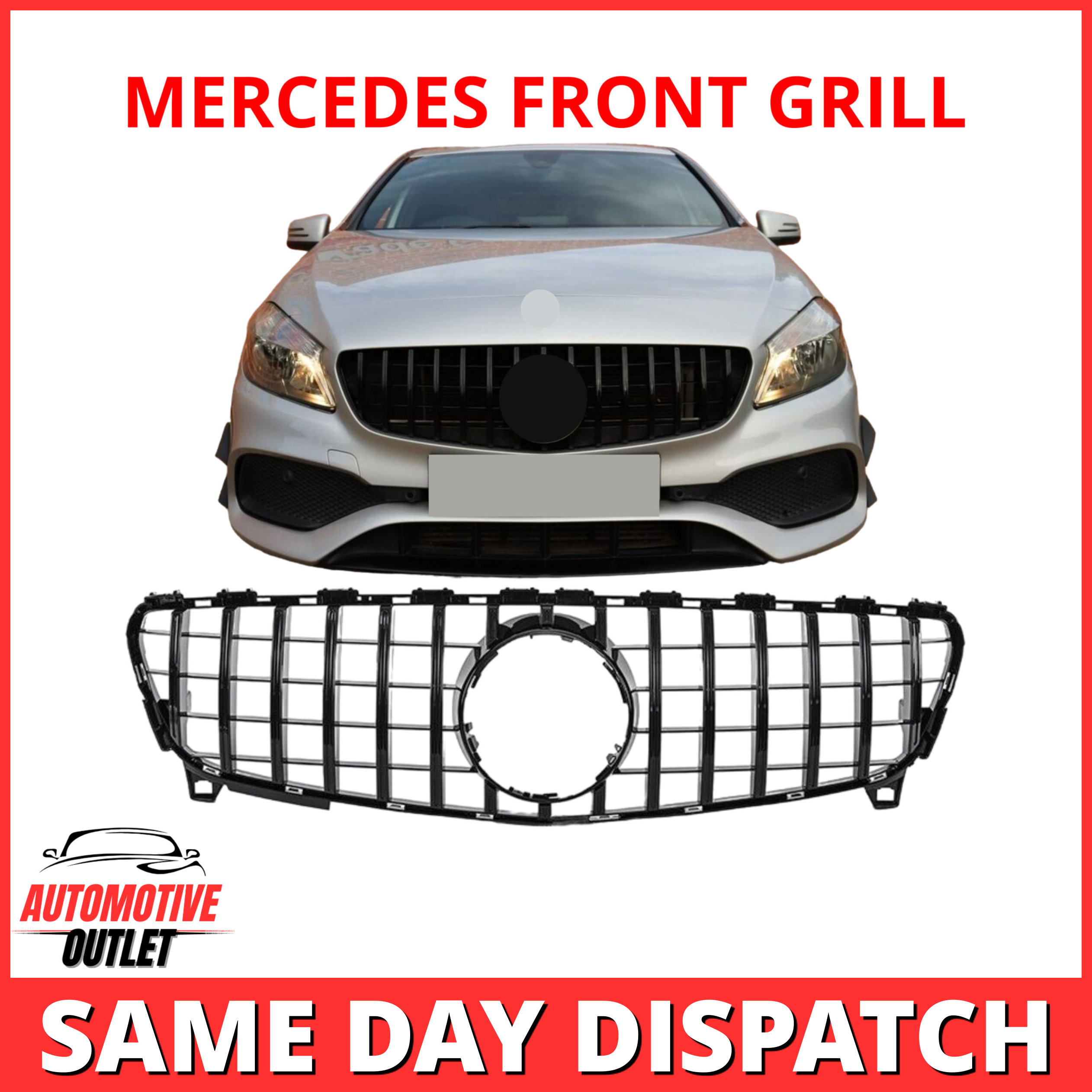 GT STYLE FRONT GRILLE GLOSS BLACK FOR MERCEDES A-CLASS W176 A180 A200 A220 A250+