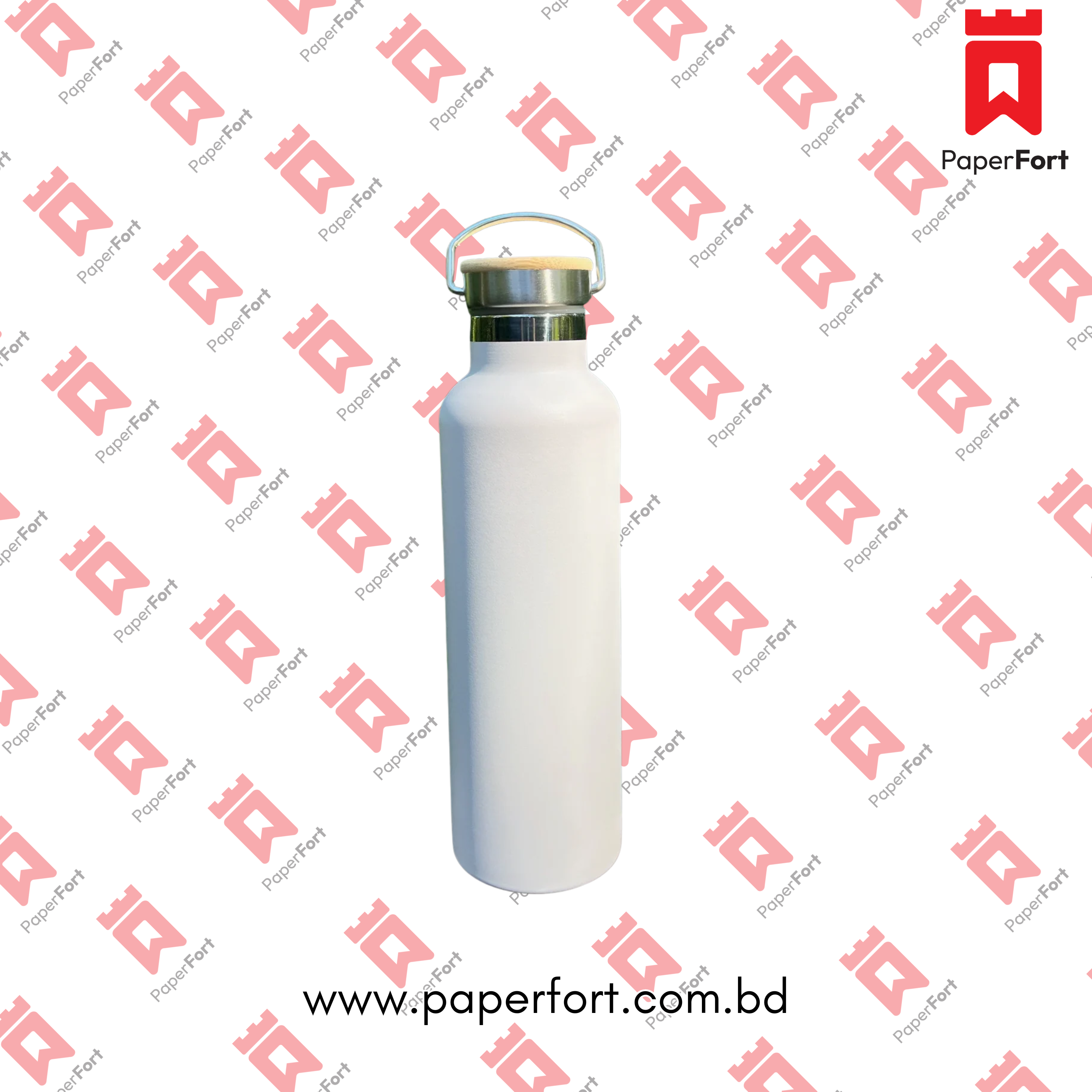 Premium Stainless Steel Vacuum Flask with Bamboo Lid (750ml)