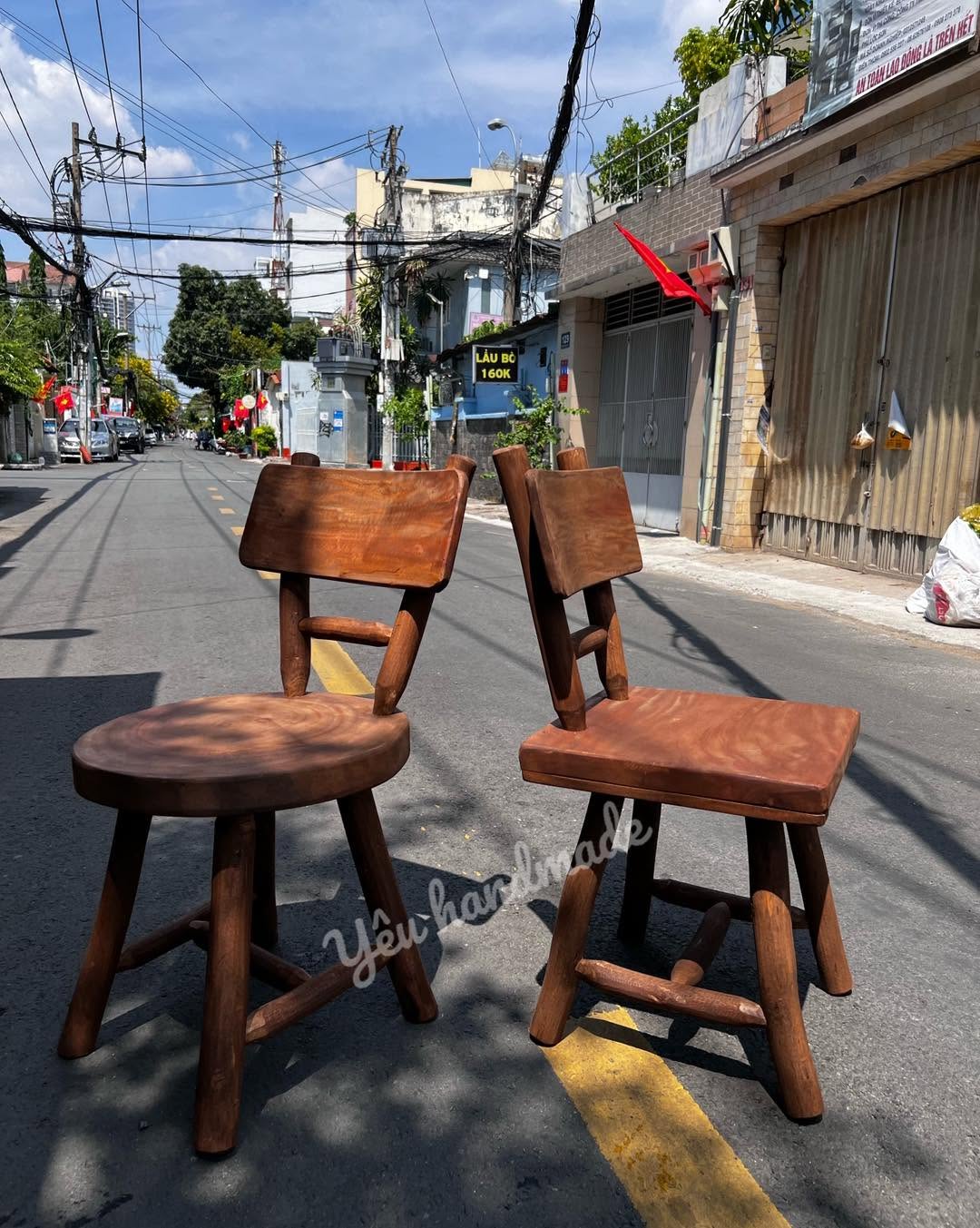 Ghế Đôn Tựa Tròn Vuông Thô C45
