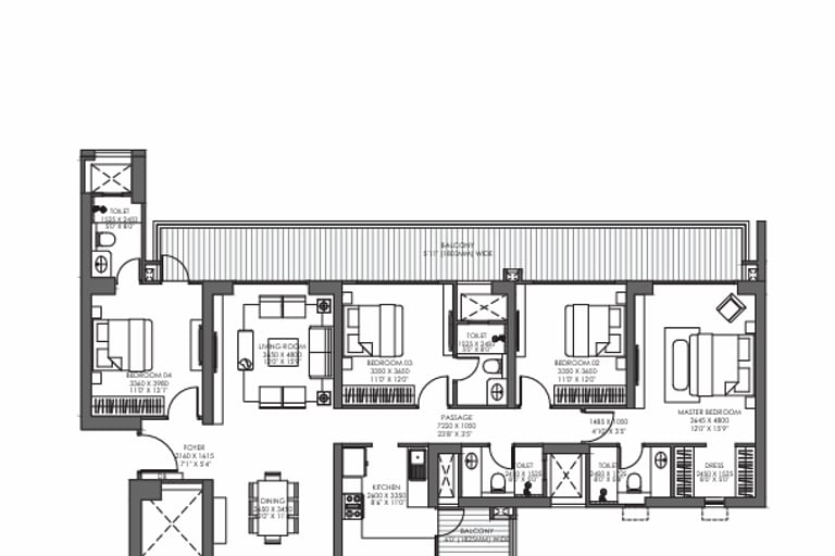 4BHK Apartment floor plan