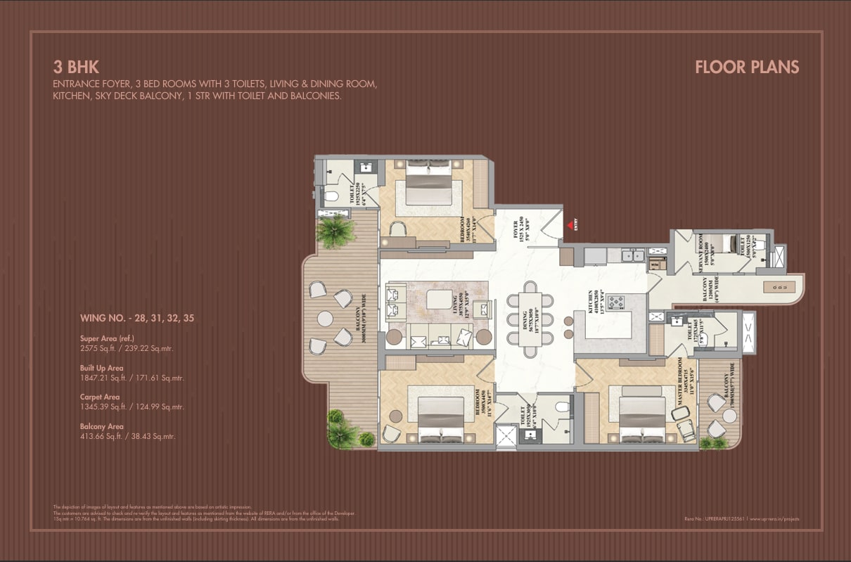 3BHK Apartment floor plan