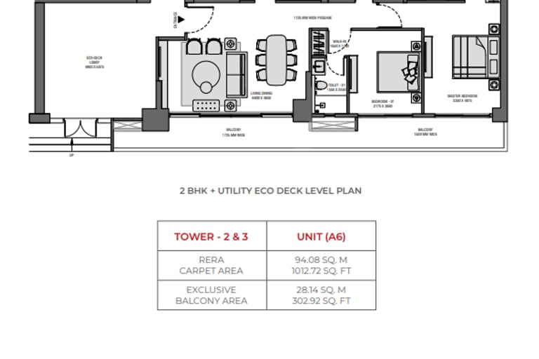 2BHK Apartment floor plan