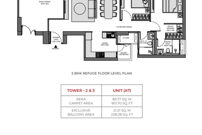 2BHK Apartment floor plan
