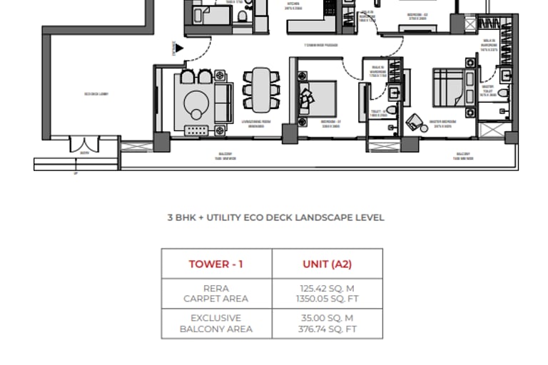 3BHK Apartment floor plan