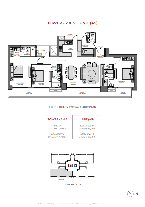 3BHK Apartment floor plan