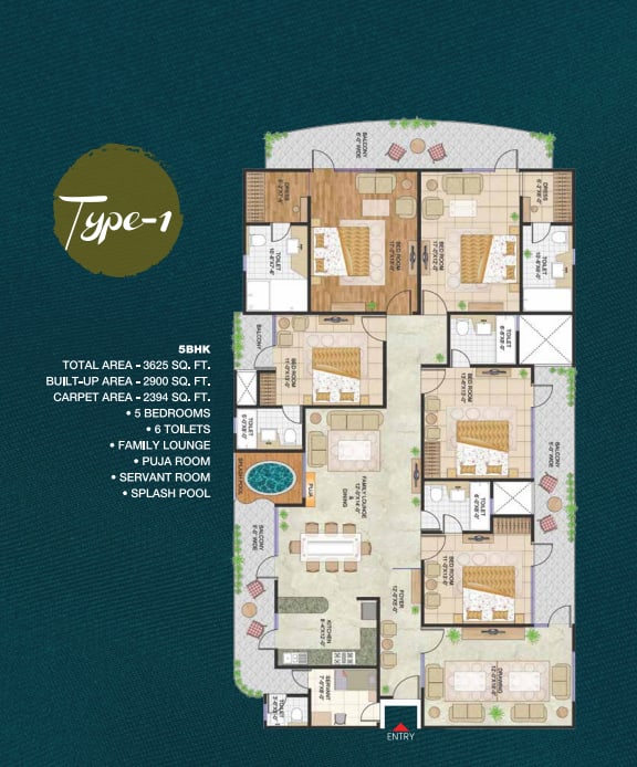 5BHK Apartment floor plan