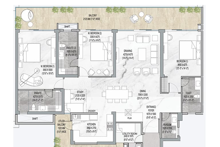 3BHK Apartment  floor plan