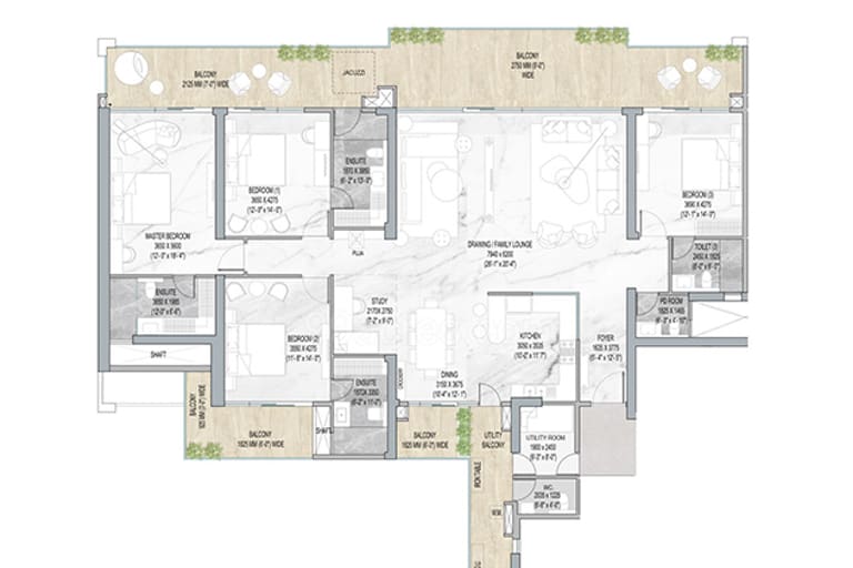 4BHK Apartment floor plan