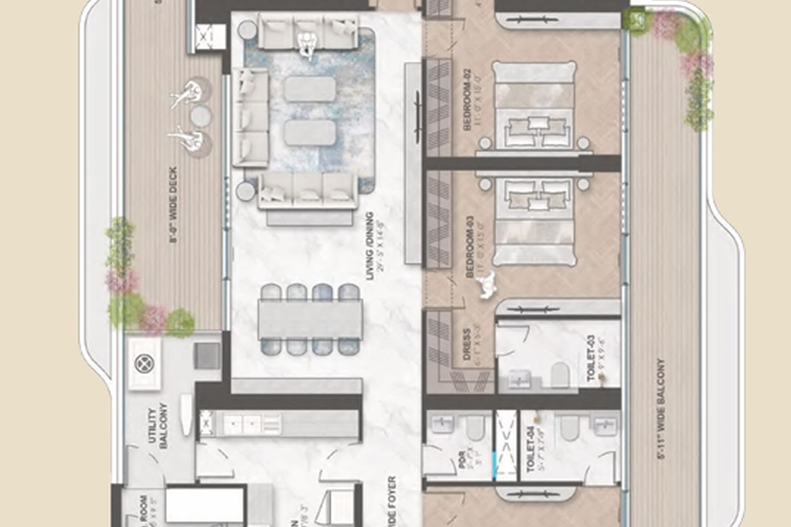 4 BHK Type 1 floor plan