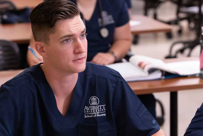 nursing student sitting in class