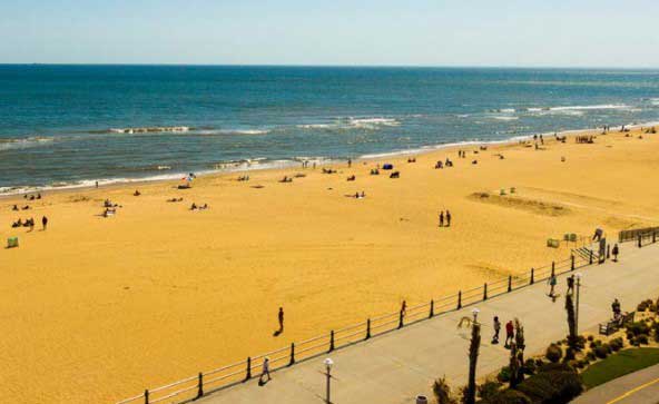 wide-shot of people at Virginia Beach