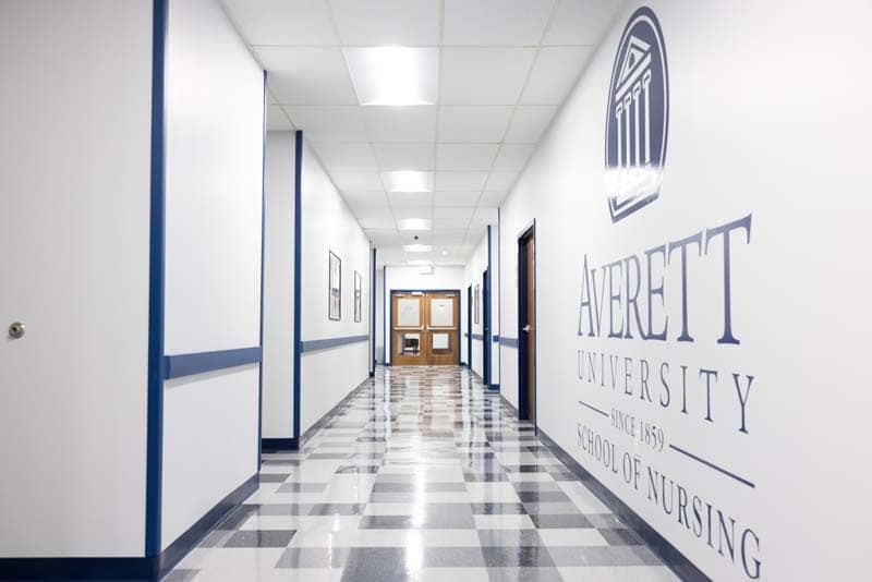 Hallway of Averett ABSN building