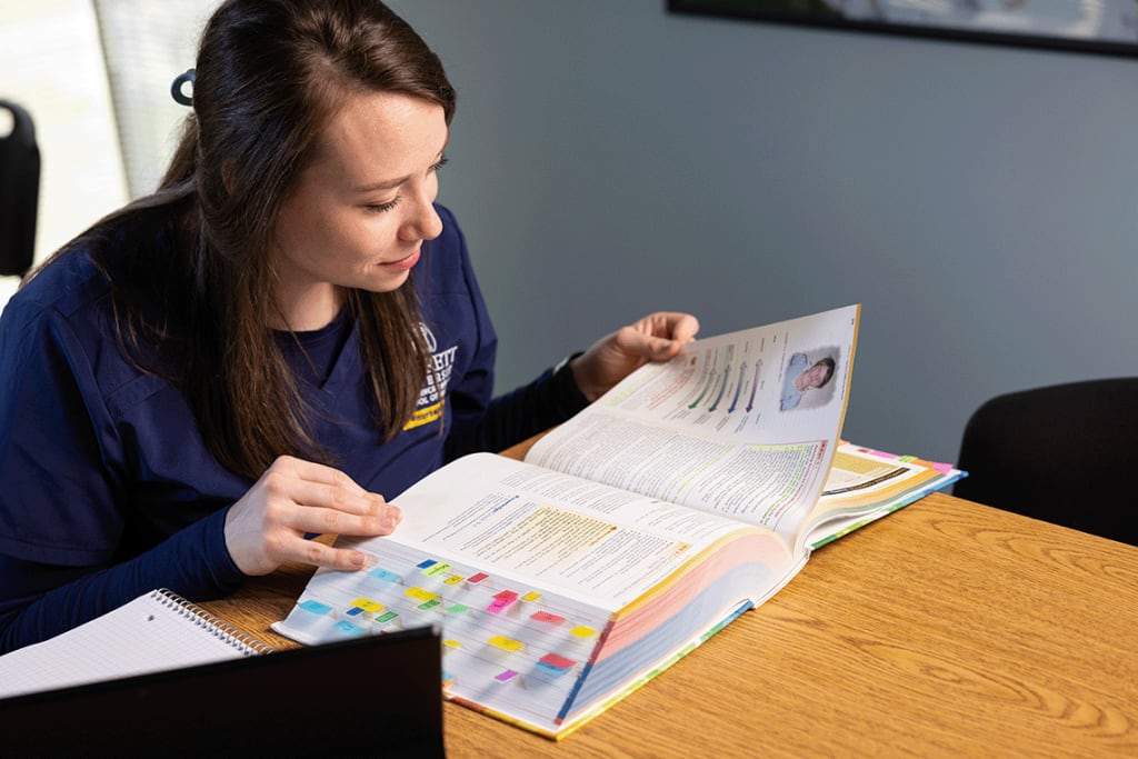 Averett ABSN student studying at table