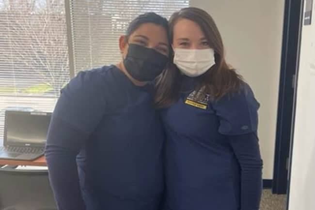 two Averett ABSN students wearing face masks