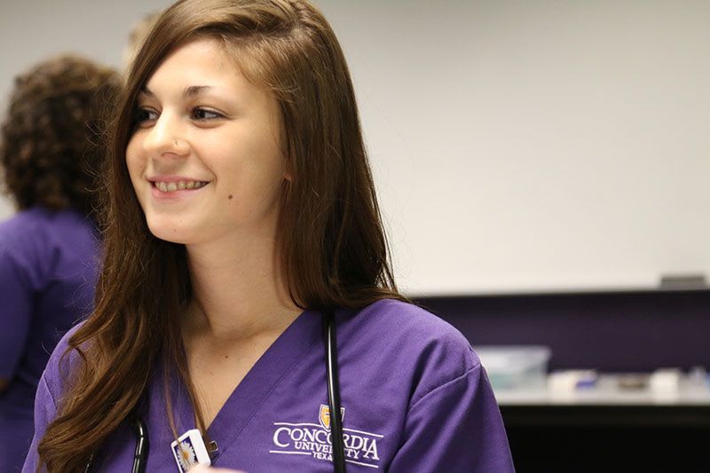 Concordia University Texas - Nursing student smiling