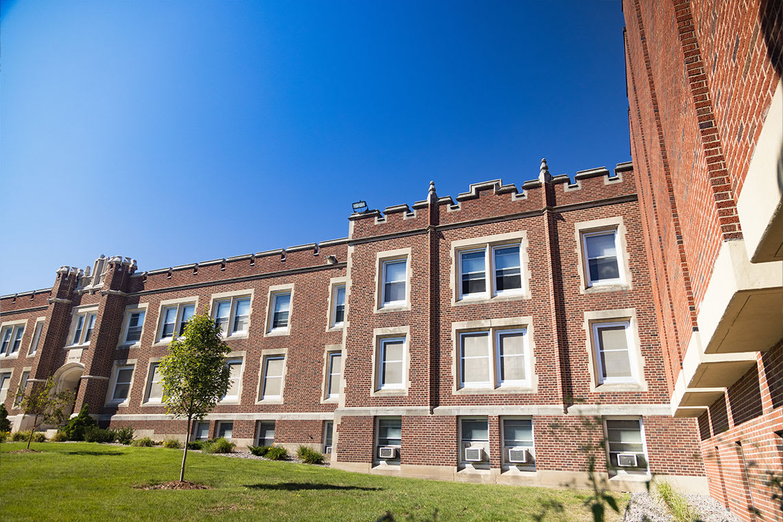 outside view of brick university building