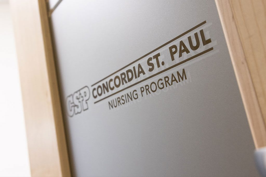 Concordia St. Paul Nursing Program glass sign