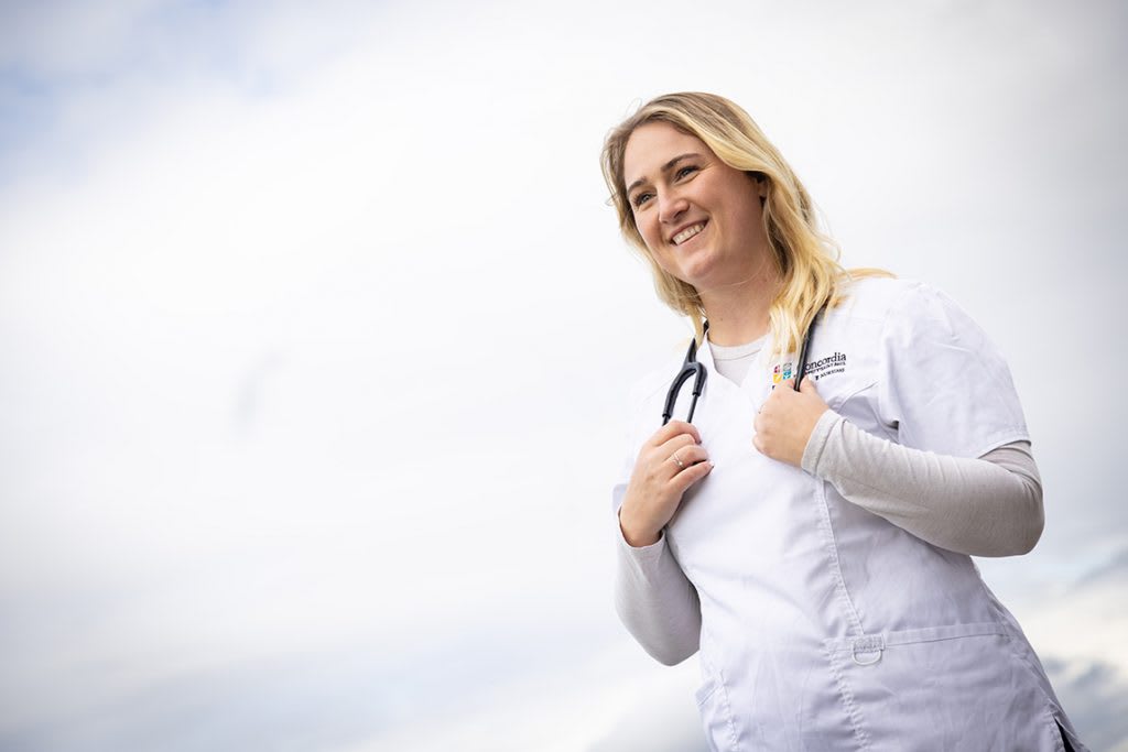 CSP nursing student standing outside