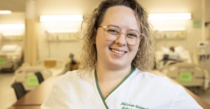 Felician BSN student smiling in lab