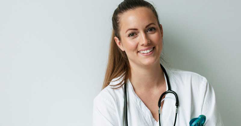 smiling nurse with stethoscope