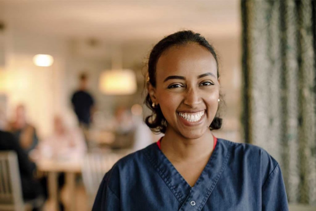 nurse laughing