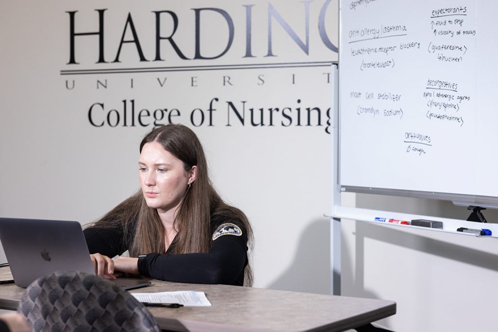 harding nursing student on a laptop