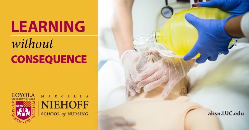 Learning without Consequence - nurse working with sim manikin