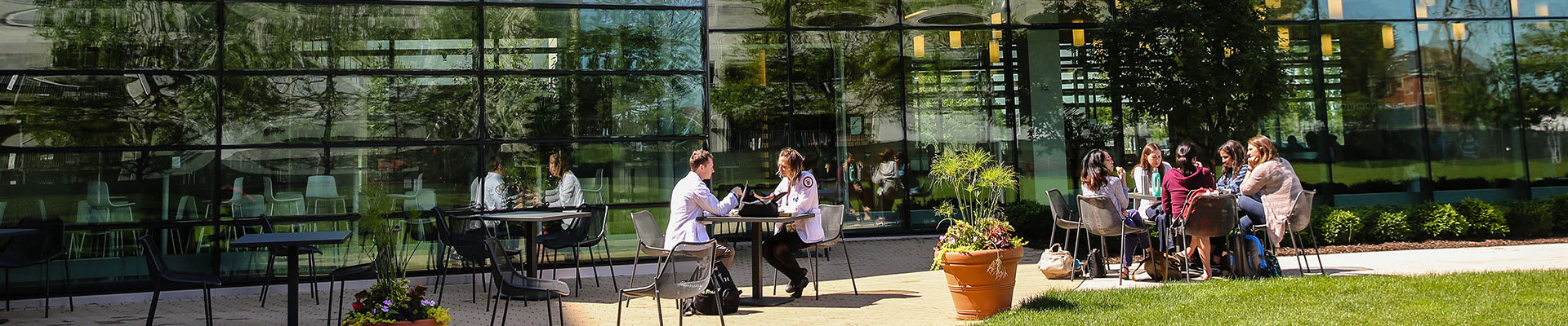 nursing students socializing outside
