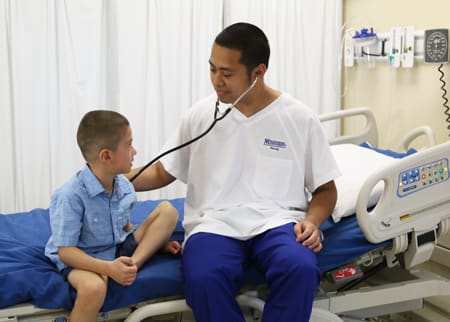 madonna nursing students with pediatric patient