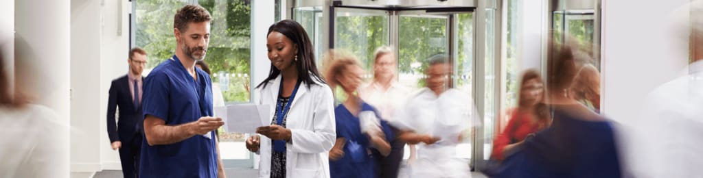 nurse and doctor in a hospital environment